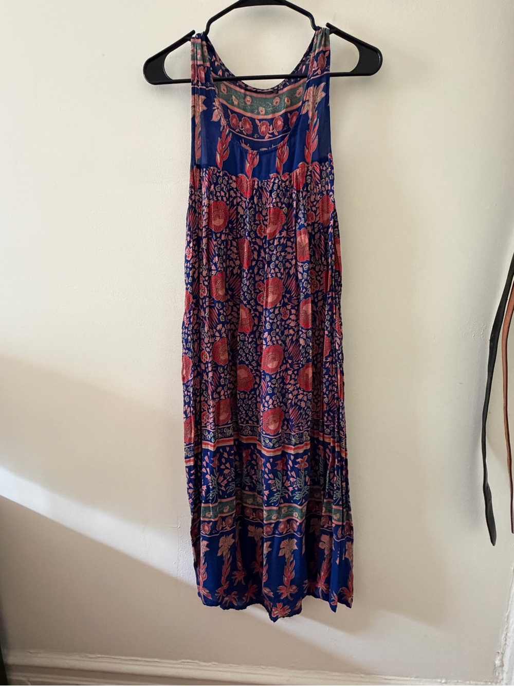 Boho Floral Maxi Skirt in Navy and Coral Indian Asian Inspired